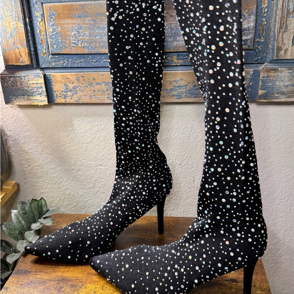 Black Rhinestone Tights - Picture 3 of 7